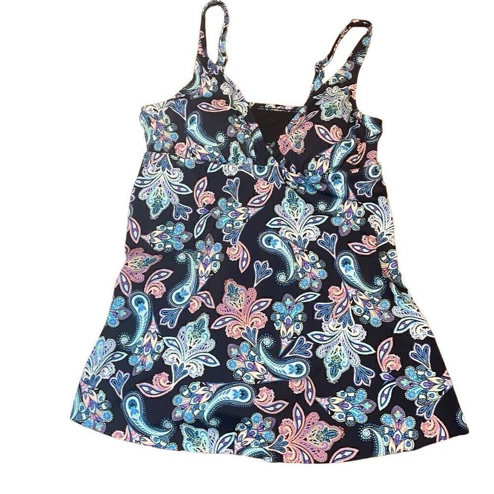 Roatan print adjustable strap swim dress style bathing suit 1X NWOT